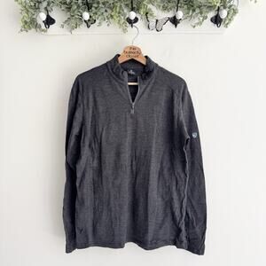 Kuhl Men's Revel 1/4 Zip Gray Merino Wool Sweater Medium CP